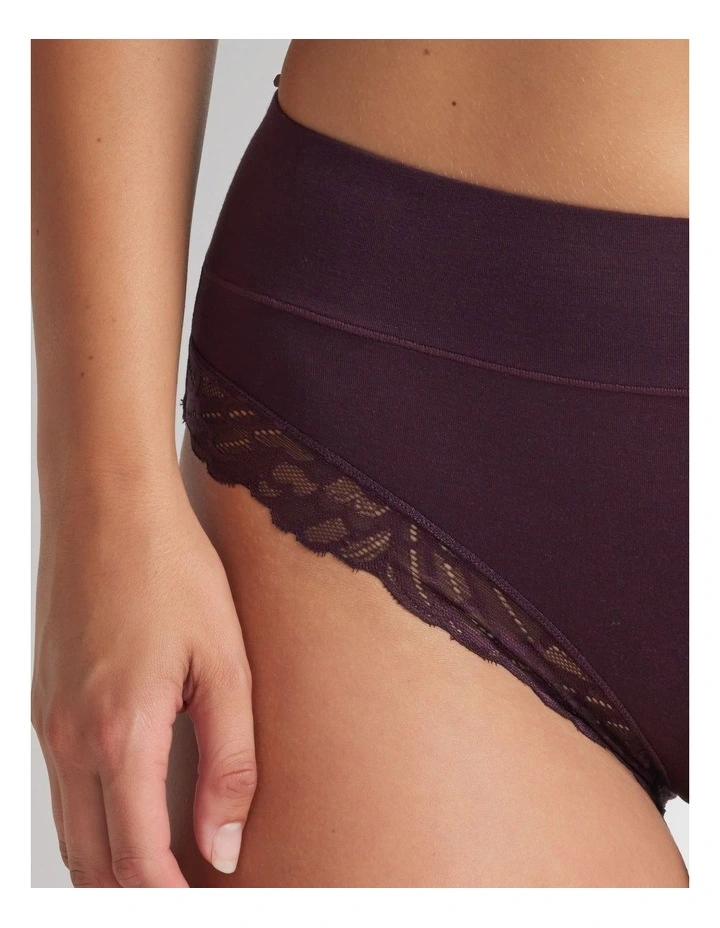 Comfort Band Lace Trim Mid Rise Brief in Purple image 2