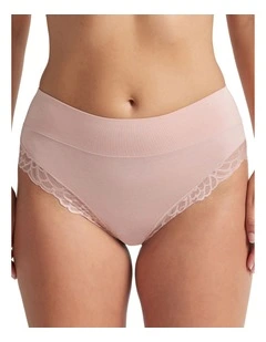 Comfort Band Lace Trim Mid Rise Brief in Pink