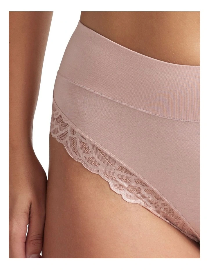 Comfort Band Lace Trim Mid Rise Brief in Pink image 2
