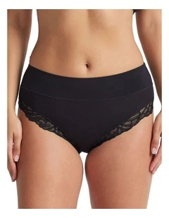 Comfort Band Lace Trim Mid Rise Brief in Black