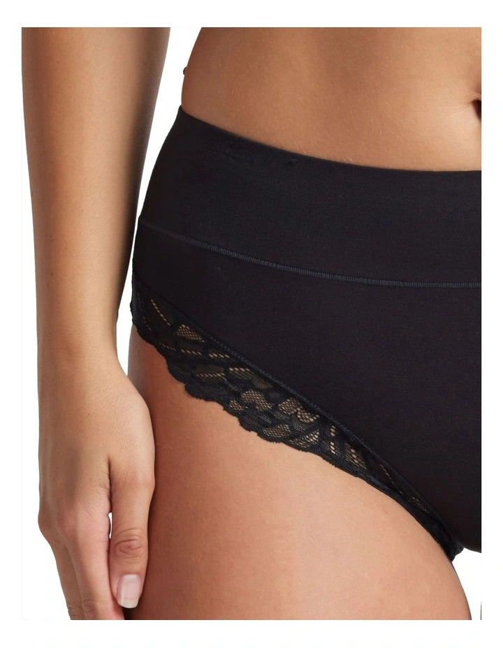 Comfort Band Lace Trim Mid Rise Brief in Black image 2