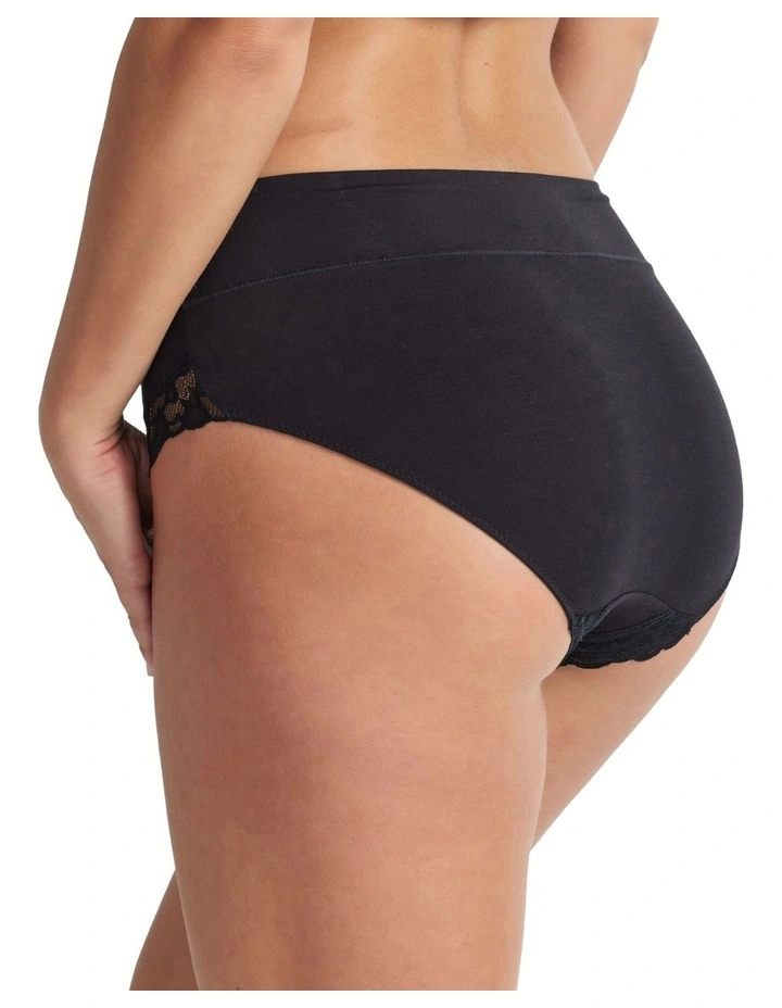 Comfort Band Lace Trim Mid Rise Brief in Black image 3