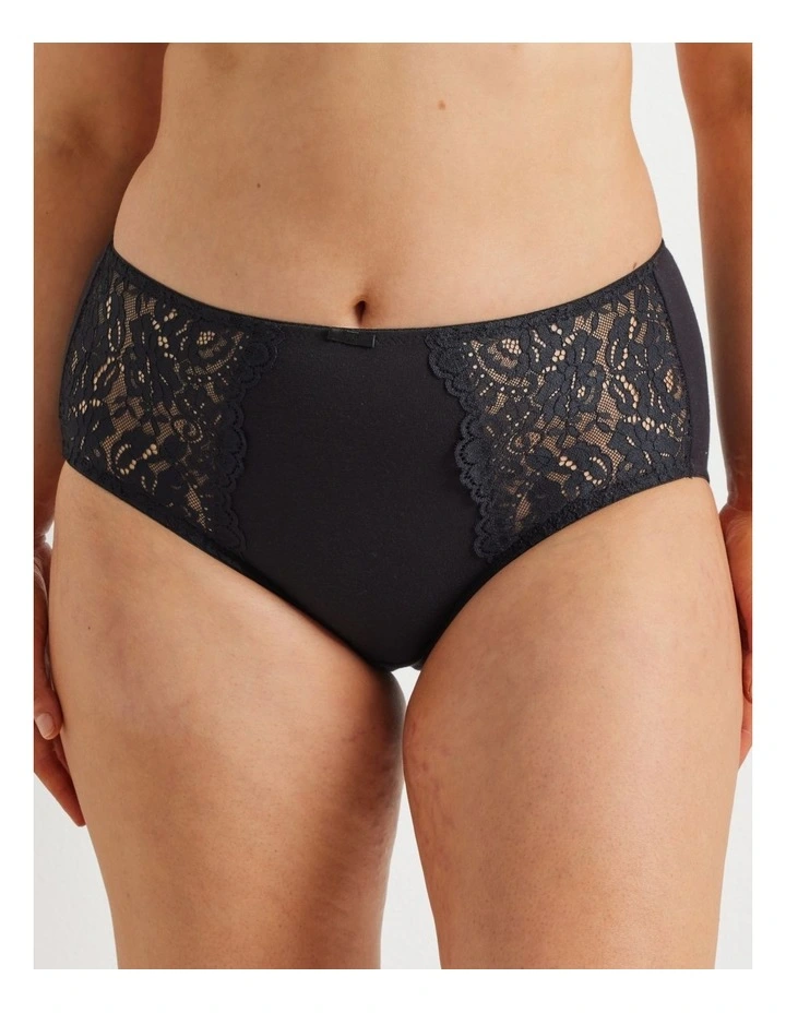 Lace Strech Cotton Brief 2 Pack in Black And Winter Sky image 4