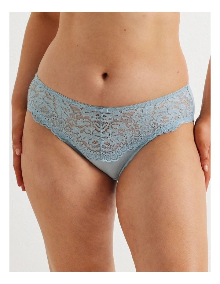 Lace Stretch Cotton Hi Cut Brief 2 Pack in Black/Winter Sky image 2