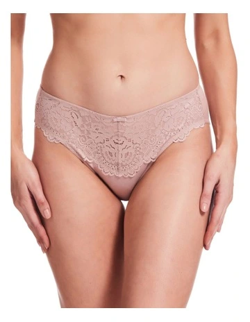 Lace Stretch Cotton Hicut Brief in Blush