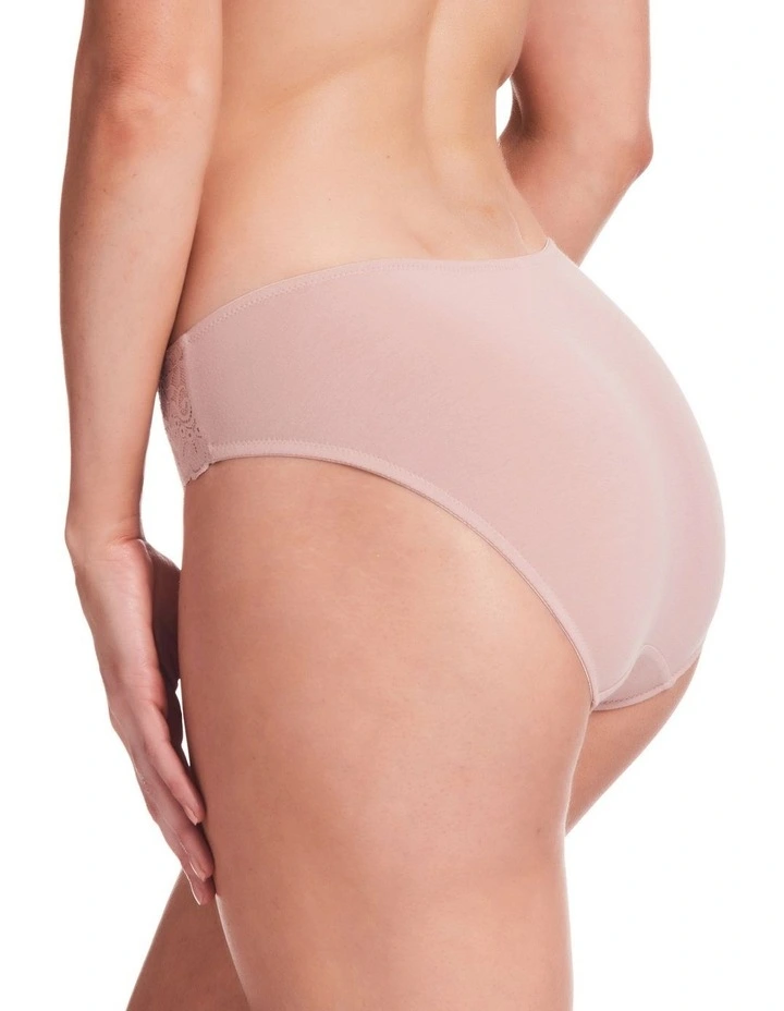 Lace Stretch Cotton Hicut Brief in Blush image 2