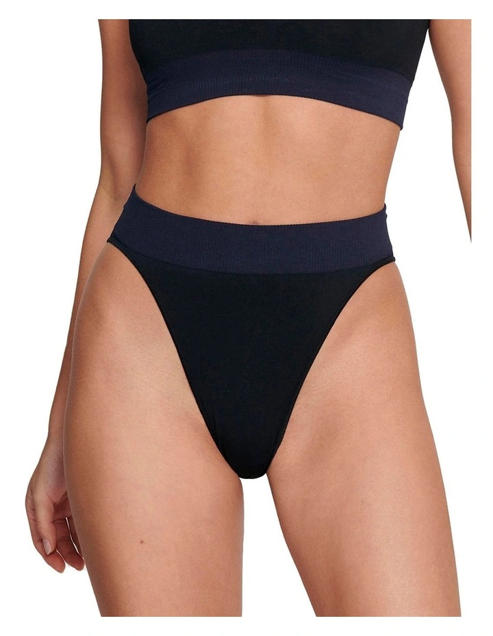 Ever Infused Aloe High Leg Brief in Black image 1