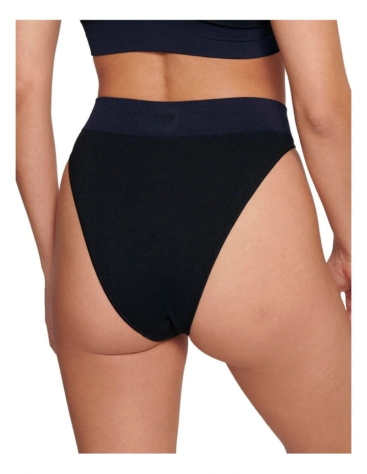 Ever Infused Aloe High Leg Brief in Black image 2