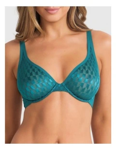 Graphic Underwire Plunge Bra in Pacific Green