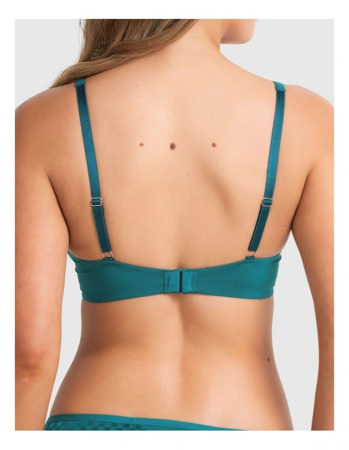 Graphic Underwire Plunge Bra in Pacific Green image 2