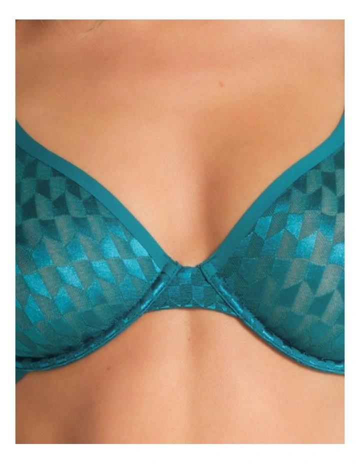 Graphic Underwire Plunge Bra in Pacific Green image 4