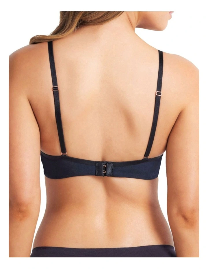 Cotton Plunge Bra in Black image 2