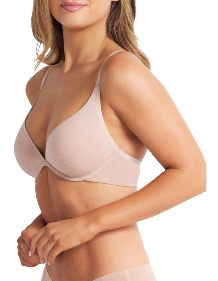 Cotton Plunge Bra in Cappucino image 3