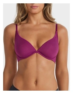 Cotton Plunge Bra in Plum