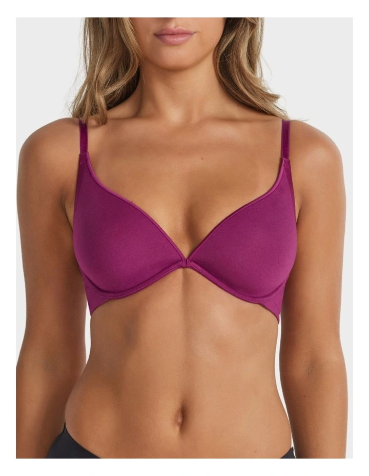 Cotton Plunge Bra in Plum image 1