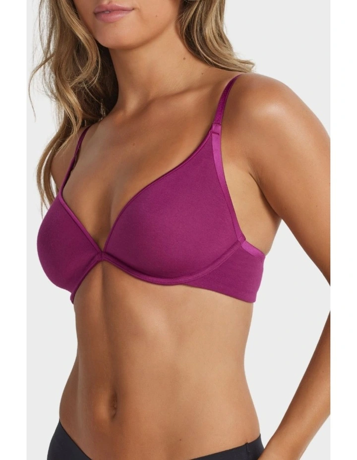 Cotton Plunge Bra in Plum image 2