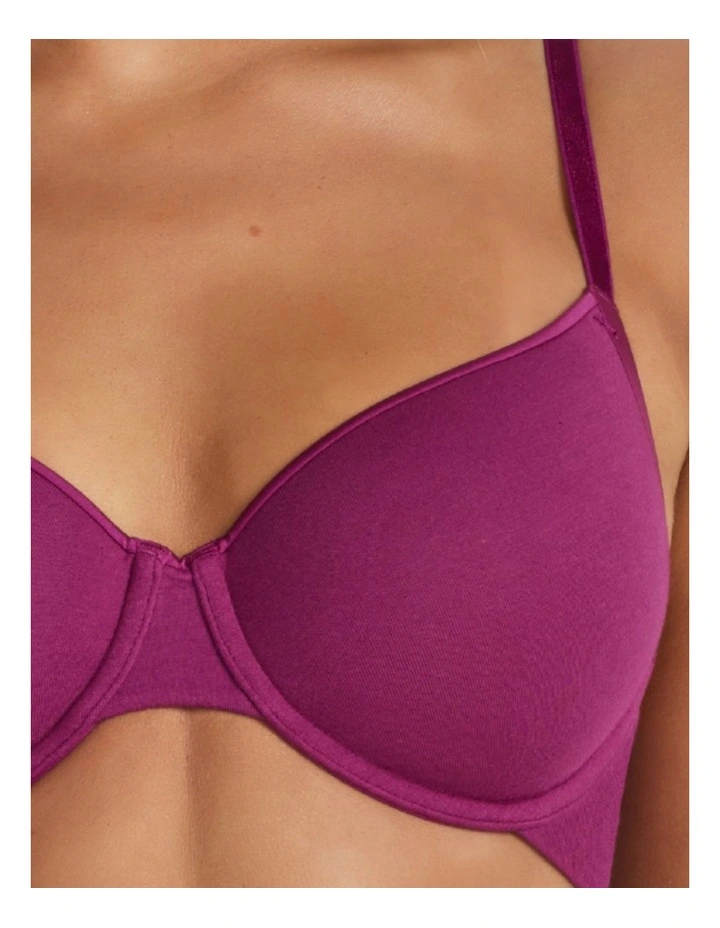 Cotton Full Coverage Bra in Plum image 4