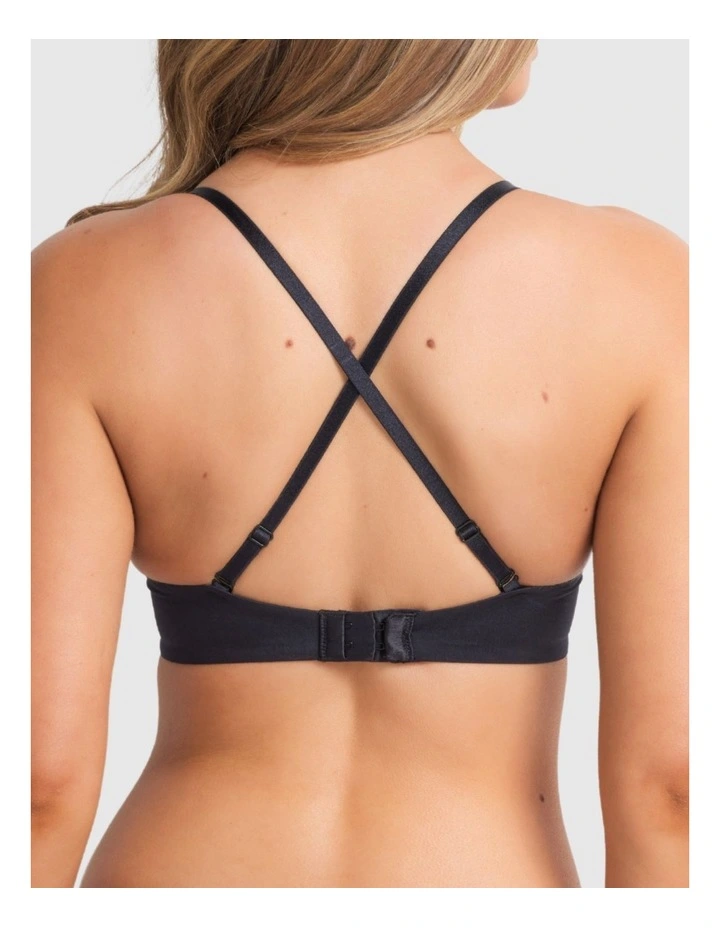 Attitude Push Up Plunge Bra in Black image 3