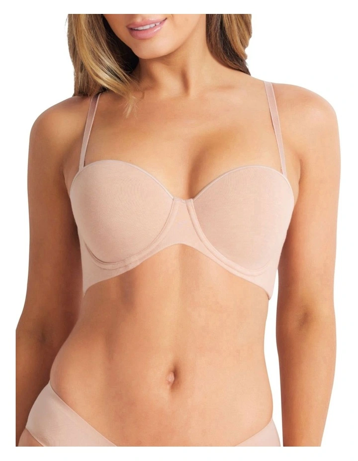 Cotton Strapless Bra in Cappucino image 3