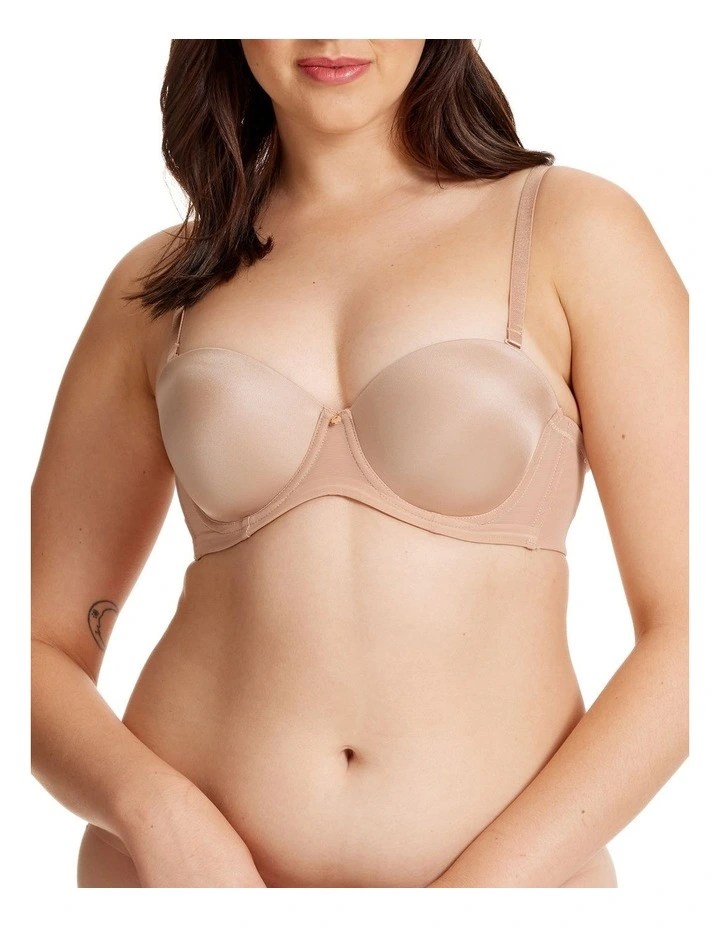 Sheer Support Full Coverage Strapless Bra in Beige image 1