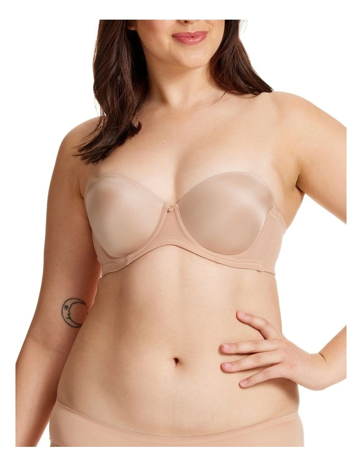 Sheer Support Full Coverage Strapless Bra in Beige image 2