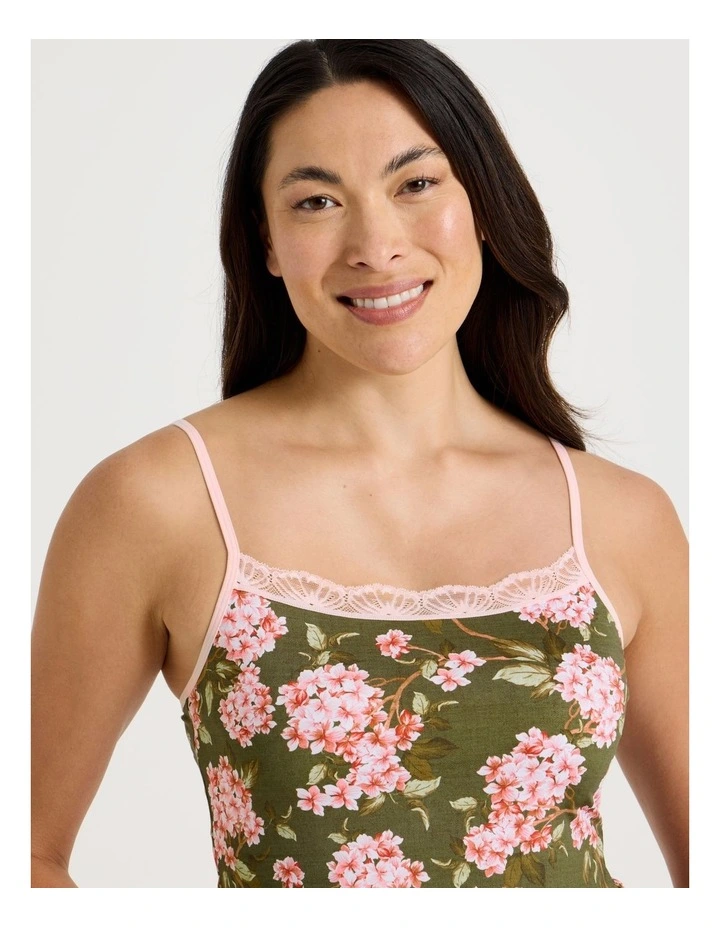 Everyday Lace Camisole in Green Pink Hydrangea Print image 4