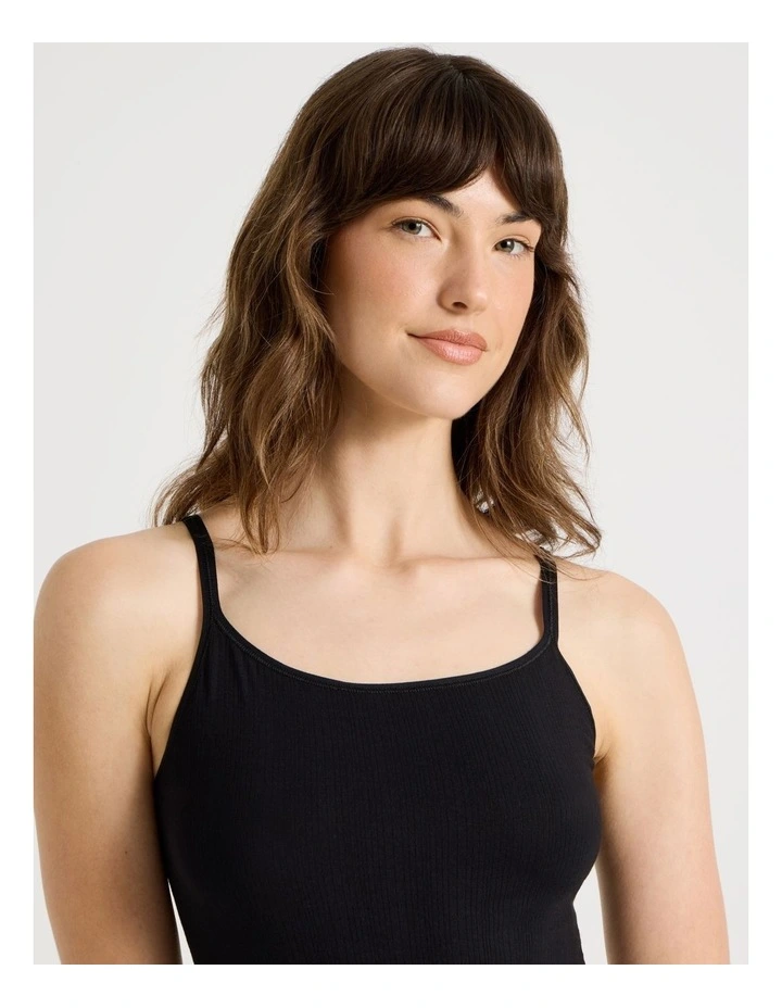 Soft Feel Rib Camisole in Black image 4