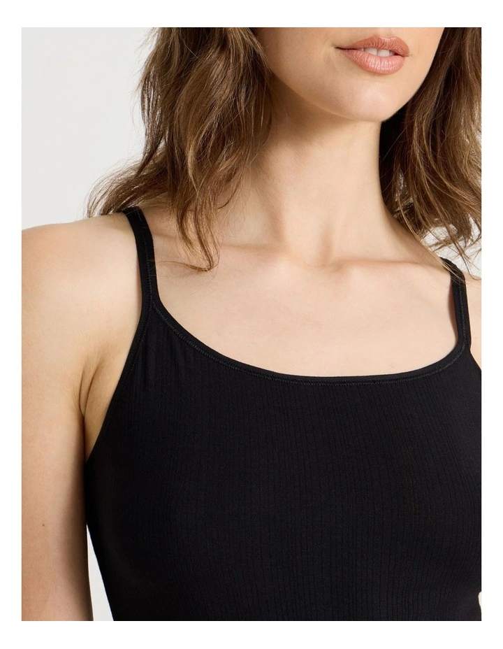 Soft Feel Rib Camisole in Black image 5