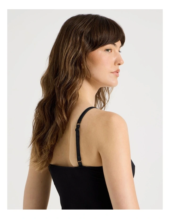 Soft Feel Rib Camisole in Black image 6