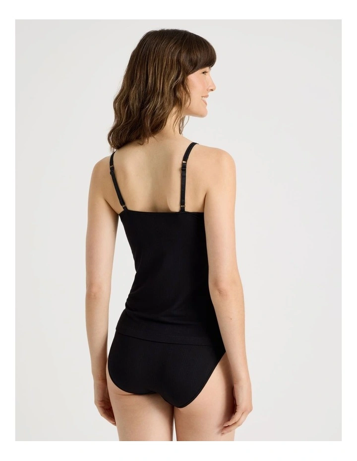 Soft Feel Rib Camisole in Black image 7