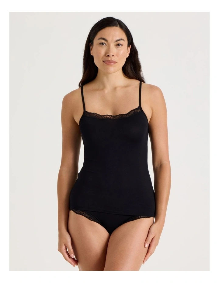 Lace Modal Camisole in Black image 1