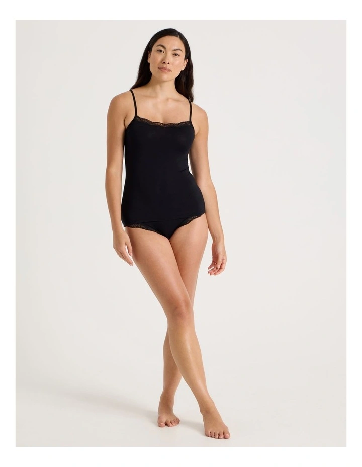 Lace Modal Camisole in Black image 3