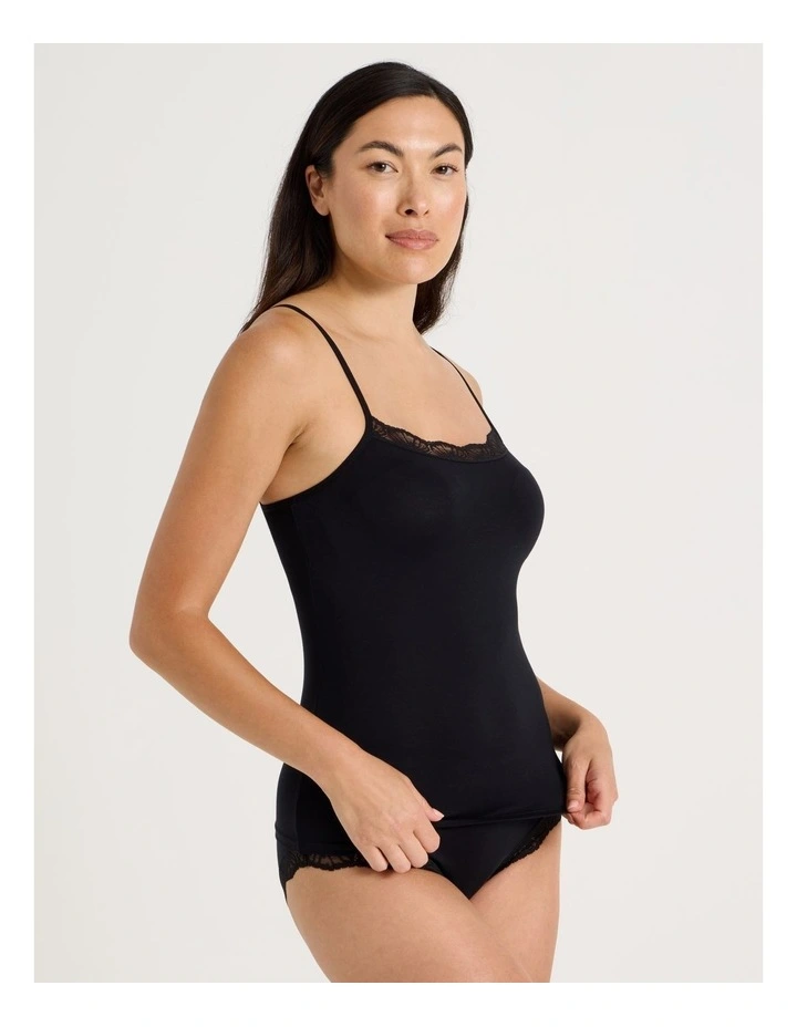 Lace Modal Camisole in Black image 5