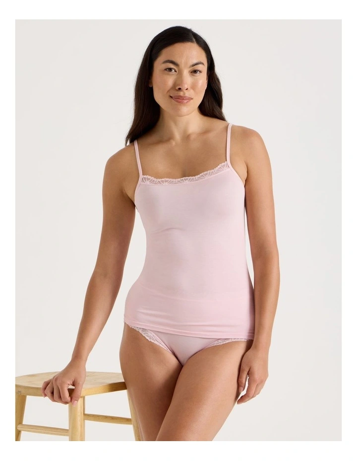 Lace Modal Camisole in Light Pink image 1