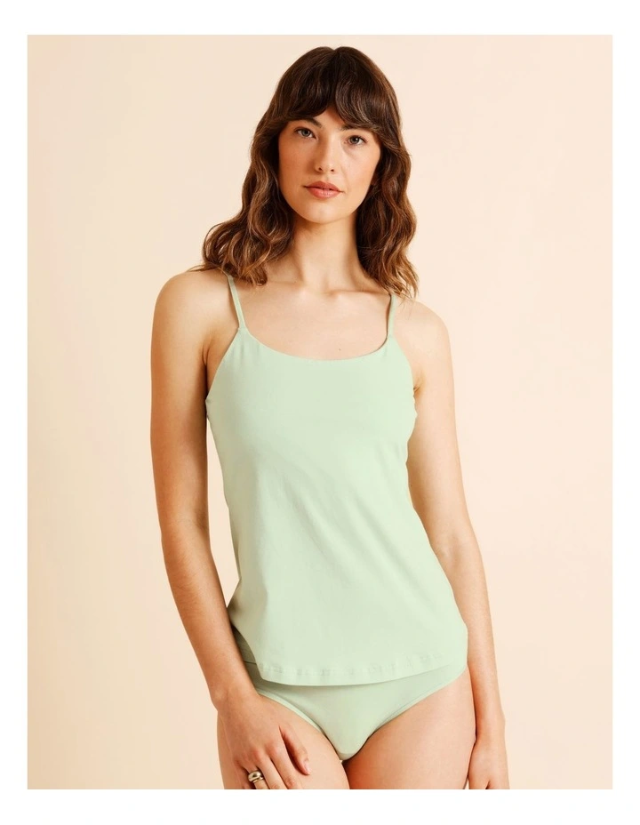 Organic Cotton Camisole in Green image 1