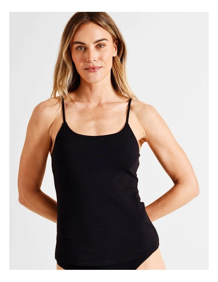 Organic Cotton Camisole in Black image 3
