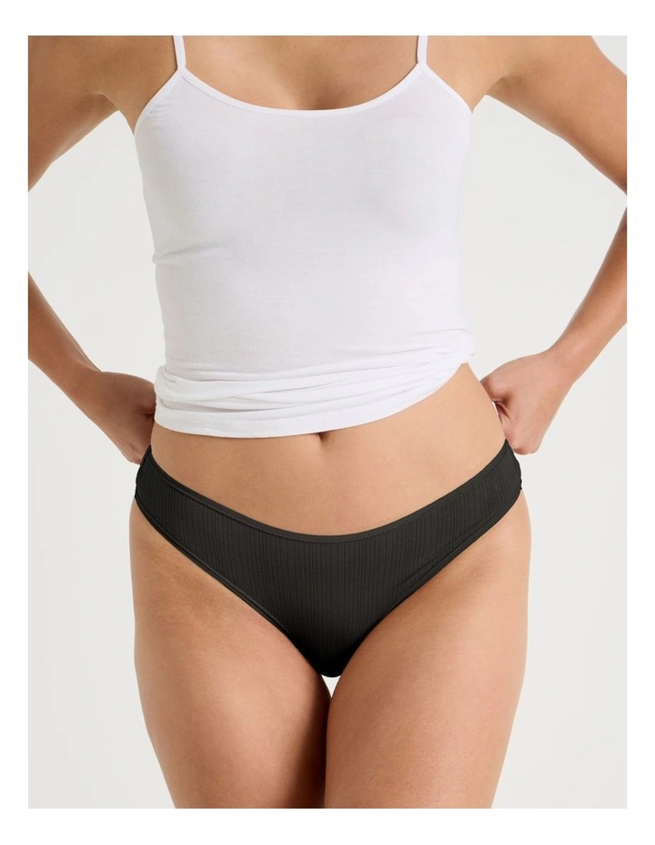 Soft Feel Rib G-String in Black image 1