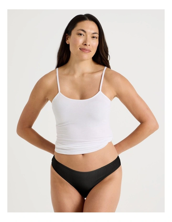 Soft Feel Rib G-String in Black image 2