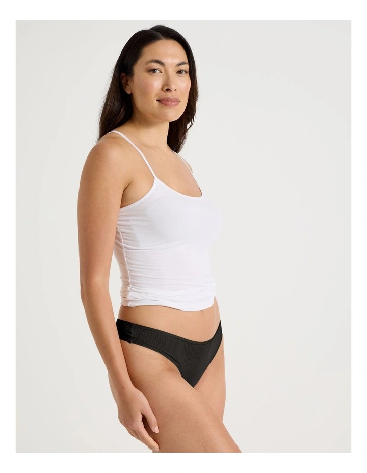 Soft Feel Rib G-String in Black image 3