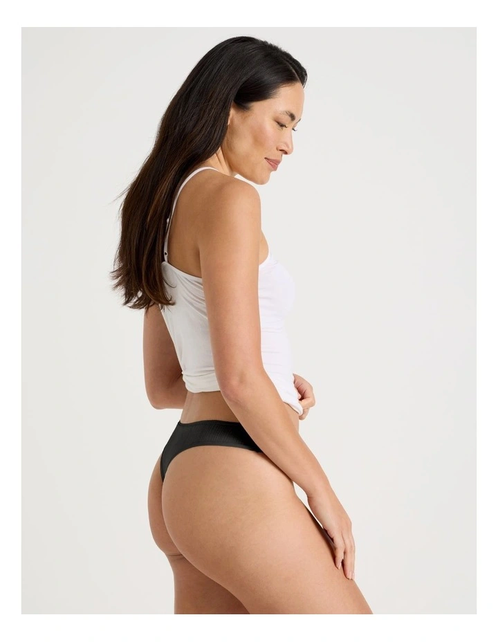 Soft Feel Rib G-String in Black image 5
