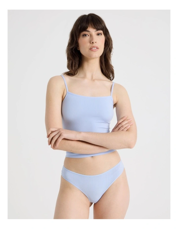 Soft Feel Rib G-String in Blue image 1