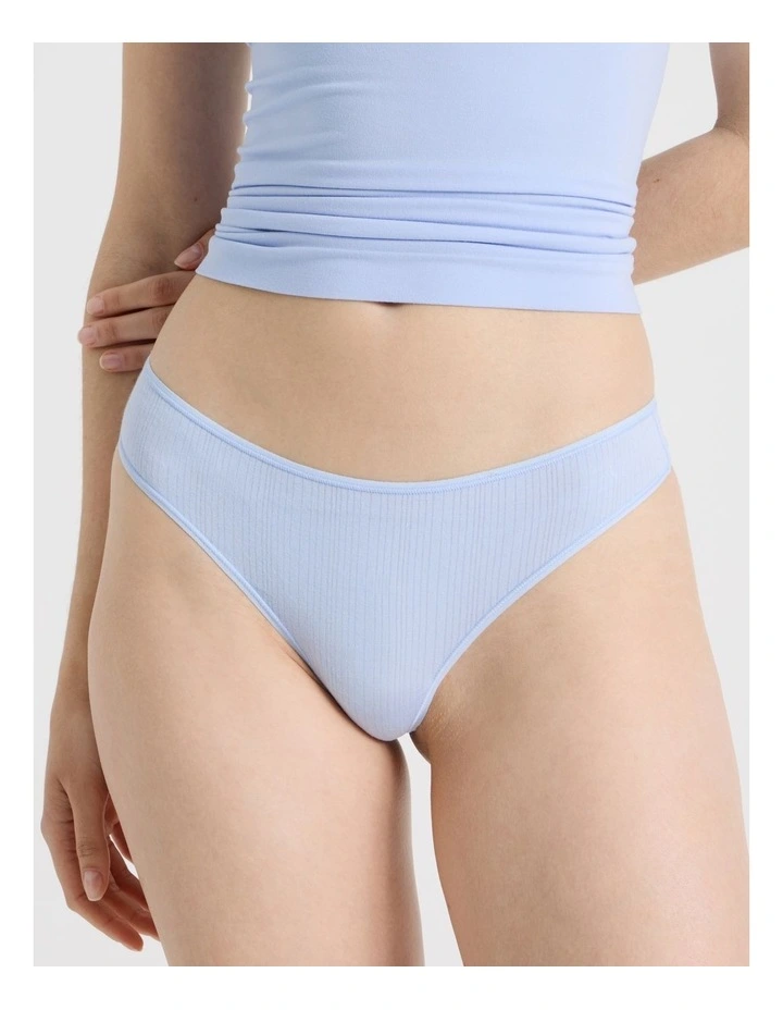 Soft Feel Rib G-String in Blue image 3