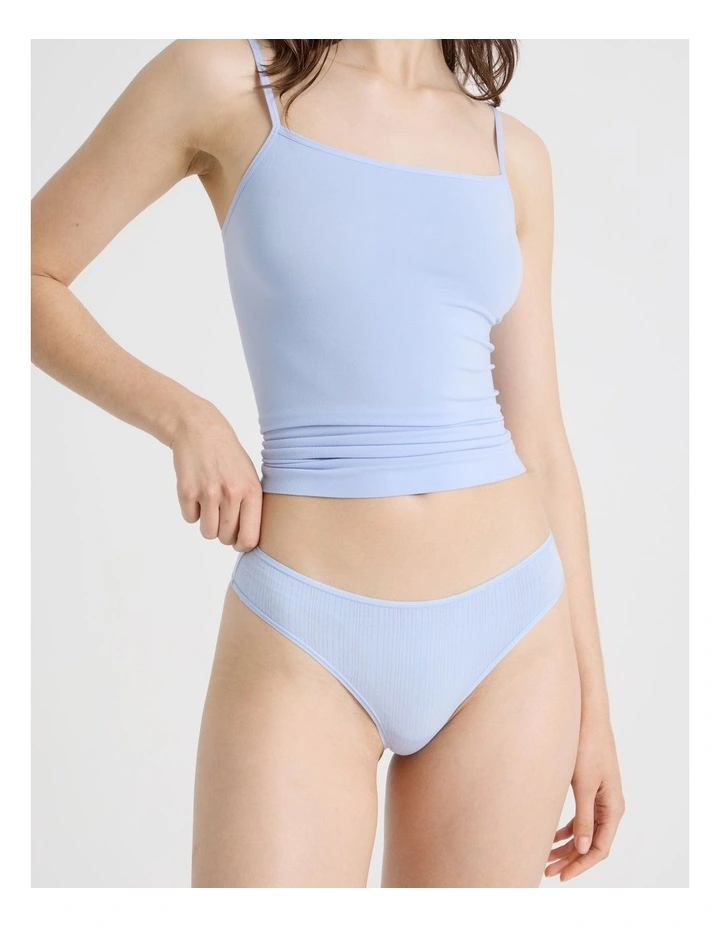 Soft Feel Rib G-String in Blue image 5