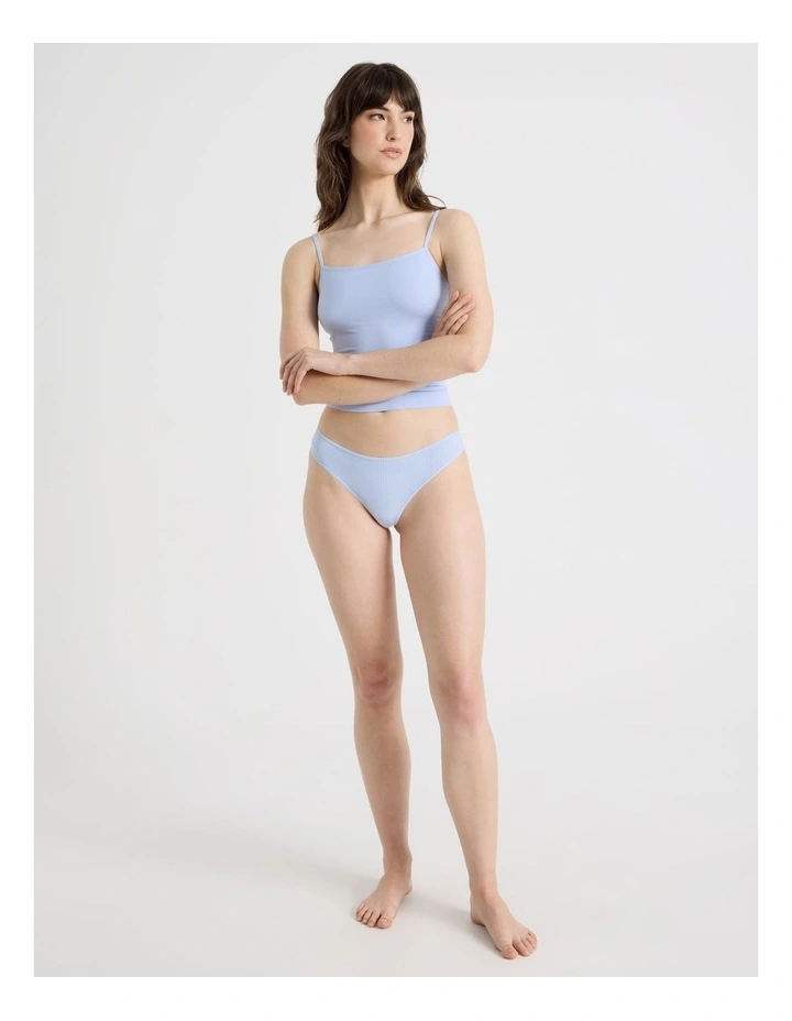 Soft Feel Rib G-String in Blue image 6