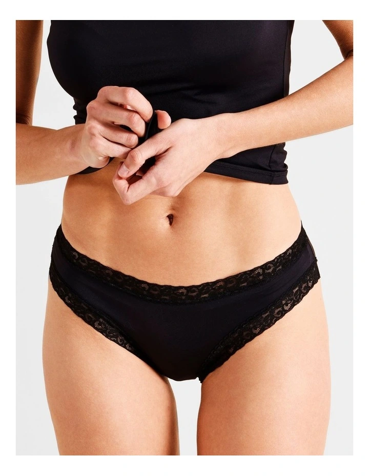 Smooth with Lace Bikini Brief in Black image 2