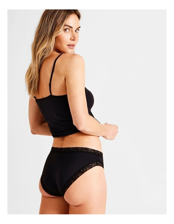 Smooth with Lace Bikini Brief in Black image 4
