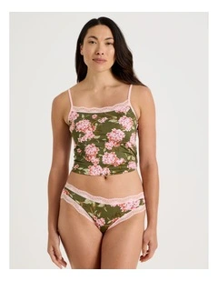 Everyday Lace Bikini in Green Pink Hydrangea Print