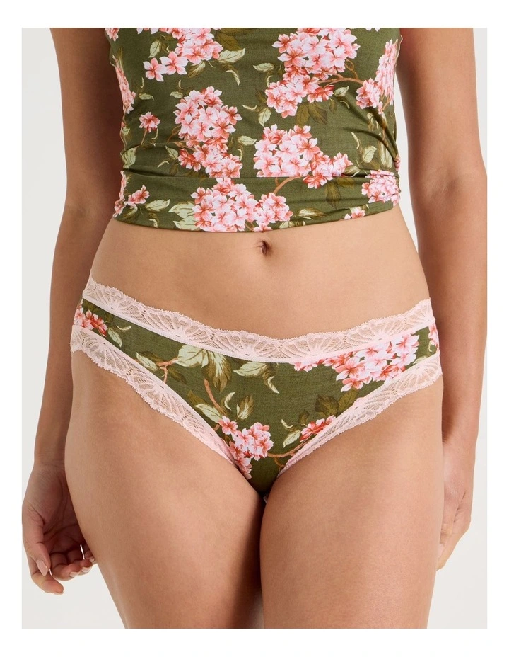 Everyday Lace Bikini in Green Pink Hydrangea Print image 2