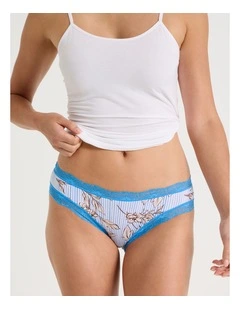 Everyday Lace Bikini in Blue Floral Stripe Print