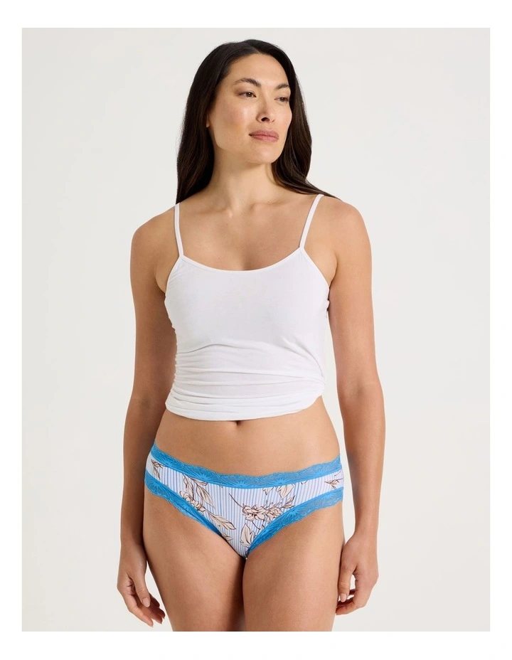 Everyday Lace Bikini in Blue Floral Stripe Print image 2